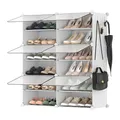 Produktbild: SONGMICS Schuhregal, Schuhschrank, für Garderobe und Eingangsbereich, anpassbar, 6 Fächer, für bis zu 24 Paar Schuhe, wolkenweiß-transparent LPC033W01