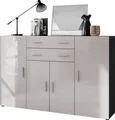 Produktbild: Vladon Highboard Aron Anrichte mit 2 Schubladen und 4 Türen mit insgesamt 8 Fächer dahinter, Anthrazit matt/Sandgrau Hochglanz (166,5 x 106,5 x 35 cm)