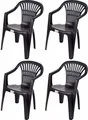 Produktbild: 4x Gartenstuhl Bistrostuhl Balkonstuhl Stapelstuhl Stuhl Kunststoff Schwarz 0820 offen
