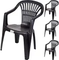 Produktbild: Koopman International B.V. 4X Gartenstuhl Bistrostuhl Balkonstuhl Stapelstuhl Stuhl Kunststoff Schwarz 0820