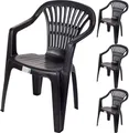 Produktbild: Progarden Gartenstuhl Kunststoff Anthrazit Stapelbar 4 er Set (4 St), UV-Beständig, Robust, Wetterfest, Made in Italy, Hochwertig
