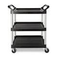 Produktbild: Rubbermaid Mehrzweckwagen für mittlere Beanspruchung, offen, Servicewagen mit ergonomischen Griffen und attraktivem Design, Farbe: schwarz FG342488BLA