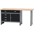 Produktbild: Küpper Werkbank Eintürig mit 4 Schubladen 84 x 170 x 60 cm Schwarz-Hellgrau