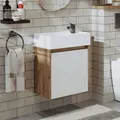 Produktbild: Roomart MINI-50 Badmöbel-Set 2-teilig 49 cm breit, Weiß-Eiche