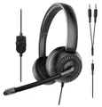 Produktbild: Speedlink METIS Stereo Headset PC – leichtes Headset mit Mikrofon und Kabelfernbedienung, kabelgebunden 3,5 mm-Klinkenstecker inkl. Y-Adapter, Kopfhörer mit Kabel, Aufbewahrungstasche, schwarz