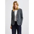 Produktbild: Kurzblazer STREET ONE, Damen, Gr. 46, blau (tiefblau melange), Stoff, Obermaterial: 72% Polyester, 25% Viskose, 3% Elasthan; Futter: 100% Polyester, unifarben, normal normal, V-Ausschnitt, abgesteppt, Blazer Kurzblazer, aus elastischem Materialmix