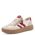 Produktbild: Tamaris Comfort Damen Sneaker flach mit Reißverschluss Freizeit, Mehrfarbig (Beige/Red), 37 EU