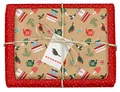 Produktbild: dabelino 4x Geschenkpapier Weihnachten: hochwertiges, beidseitig bedrucktes DIN A2 (42x59 cm) Geschenkpapier 'Moderne Ornamente' + 4x Anhänger im Set (rot, braun, grün, Kraftpapier, Recycling-Papier)