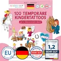 Produktbild: Papierdrachen 100 Tattoos für Kinder - Hautfreundliche Kindertattoos Bibi & Tina - kindgerechte Designs - als Mitgebsel oder Geschenkidee - 100% vegan & dermatologisch geprüft