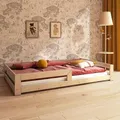 Produktbild: Need Sleep Kinderbett Bodenbett 140x200 cm mit Rausfallschutz aus Fichtenholz - Bronze