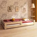 Produktbild: Need Sleep Montessori Bett Kinder Bodenbett 140x200 cm mit Rausfallschutz Lattenrost Kinderbett am Boden Niedrig Kids Floor Bed Bodentief aus Holz Mädchen Junge