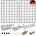 Produktbild: ODOXIA 2er-Pack Wandgitter mit Zubehör | Inklusive Hänge-Körb, Hänge-Regal & Hak