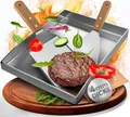 Produktbild: Flammtal Grillplatte Edelstahl [40x30cm] 4mm Plancha – Gasgrill Set mit Spachtel
