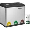 Produktbild: SONGMICS Mülleimer 24L Edelstahl Abfalleimer Inneneimer 3 x 8L Treteimer - Silber/Schwarz
