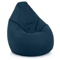 Produktbild: Green Bean Sitzsack mit Rückenlehne 60x60x90cm - Indoor Sitzkissen 220L Füllung Kuschelig Waschbar - Bean Bag Bodenkissen Lounge Chair Sitzhocker - Dunkelblau