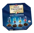 Produktbild: Edle Tropfen in Nuss Obstbrände 250g, flüssig gefüllte Schokoladenpralinen mit Milchschokoladen-Überzug und knackigen Haselnuss-Splittern