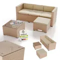 Produktbild: Juskys Polyrattan Lounge Punta Cana M creme – Gartenlounge für 3-4 Personen – Sitzgruppe mit Sofa, Tisch & Hocker - Sitzbezüge Sand - Creme/Beige