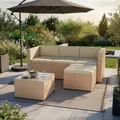 Produktbild: Juskys® Polyrattan Lounge Punta Cana M für 3-4 Personen mit 3er Sofa, Sessel, Tisch & Kissen, Sitzgruppe für Garten, Terrasse und Balkon, Gartenmöbel Set wetterfest - Creme