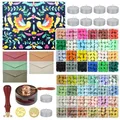Produktbild: Siegel Wachs, Siegelwachs Set mit 1200 Stück Siegelwachs Perlen, Wachssiegel Stempel Set mit Geschenkbox, 10 Teelichter und 1 Schmelzlöffel, 5 Umschläge für Hochzeits- und Feiertagsdekoration