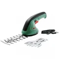 Produktbild: Bosch EasyShear Akku-Strauch- und Grasscheren-Set, inkl. Zubehör, Karton.