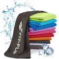 Produktbild: Fit-Flip Kühlendes Handtuch - Ice Cooling Towel und mikrofaser Kühltuch – kühlende Handtücher für Nacken und Hals - Airflip cool Towel für Fitness und Sport - Kühlhandtuch (schwarz, 120x35cm)