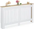 Produktbild: Relaxdays Heizkörperverkleidung, Lamellen, HBT 83x152x19 cm, für alte Heizkörper, Heizungsabdeckung mit Regal, MDF, weiß