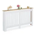 Produktbild: Relaxdays Heizkörperverkleidung, Lamellen, HBT 83x152x19 cm, für alte Heizkörper, Heizungsabdeckung mit Regal, MDF, weiß