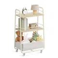 Produktbild: VASAGLE Beistellwagen, Rollwagen mit Korb, Rollen mit Bremse Wohnzimmer, beige