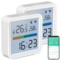 Produktbild: Luminea Home Control Temperaturlogger: 2er-Set WLAN-Temperatur-und Luftfeuchtigkeitssensor, Datenlogger (Smart Thermometer, Thermometer-Hygrometer WLAN, Luftbefeuchter für Heizung)