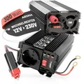 Produktbild: ABSINA 12V auf 230V Spannungswandler 2er Pack - Modifizierter Sinus Wechselrichter 12V auf 230V - Inverter 300W mit 600W Spitzenleistung - Stromwandler, modifizierter Sinus Spannungswandler Auto