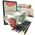 Produktbild: Veluxis TassenPoet Tassen-Malset mit 2 Keramik-Tassen (400 ml) & 6 edding Porzellanmalstiften inkl. Anleitung – DIY Tassen bemalen – Spülmaschinenfest – Kreatives Geschenk für Kinder & Erwachsene