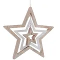 Produktbild: Spetebo Deko Mobile aus Holz - Motiv: Stern / 36 cm - Dekofigur Sterne zum aufhängen Holzstern Hängedeko Deko Skulptur Dekosterne 3er Spiel