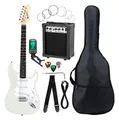 Produktbild: McGrey Rockit ST Komplettset E-Gitarre (8-teiliges Anfängerset mit Gitarre, Verstärker, Ersatzsaiten, Gitarrentasche, Stimmgerät, Plektren, Gurt und Gitarrenkabel) White