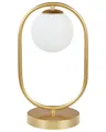 Produktbild: Tischlampe Metall / Glas gold weiß rund Glaskugel Nachttischlampe elegant Yankee
