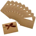 Produktbild: Kraftpapier Umschläge, MYLERCT 10 Stück Retro-Briefumschläge Braun, mit Bändern und Karten Blanko, Kein Kleber Erforderlich Postkarte Umschlag für Urlaubswünsche