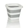 Produktbild: hjh OFFICE Faltbehälter CLEAN Sile, Silikon, 5L Faltbarer Eimer für Innen- und Außenbereich, platzsparend, Grau/Weiß, 924001