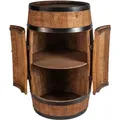 Produktbild: Weinfass Stehtisch mit Tür - Mini Bar Regal Rund - Alkohol Schrank Flaschenregal Holz Regale - Holzfass Deko - Hausbar Theke - Fass bar - Fassmöb... - Dunkelbraun