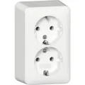 Produktbild: Gira 2f-SCHUKO-Steckd.+Montagepl. 478013 AP Reinweiss (478013)