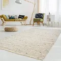 Produktbild: Gewalkter Handweb-Teppich Lambrecht aus hochwertiger Schurwolle edel und aufwendig verarbeitet fürs Wohnzimmer, Eszimmer, Schlafzimmer und die Küche geeignet 63 Grau Beige meliert 070 x 130 cm