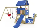 Produktbild: WICKEY Spielturm Klettergerüst DinkyHouse mit Schaukel & Rutsche, Kletterturm mit Sandkasten, Leiter & Schiffsnase - blau