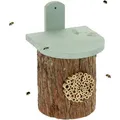 Produktbild: Relaxdays Insektenhotel, Nisthilfe für Wildbienen, HBT: 26,5 x 17 x 19 cm, Bienenhotel Garten & Balkon, Holz, natur/grün