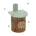 Produktbild: Relaxdays Insektenhotel, Nisthilfe für Wildbienen, HBT: 26,5 x 17 x 19 cm, Bienenhotel Garten & Balkon, Holz, Natur/grün