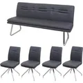Produktbild: MCW Esszimmer-Set H70 Sitzgruppe Dunkelgrau 180cm