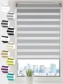Produktbild: Sonello Doppelrollo Klemmfix ohne Bohren Duo Rollo Klemmrollo Sonnenschutzrollo Fensterrollo für Fenster & Türen Zebrarollo Seitenzugrollo 30cm x 100cm Grau