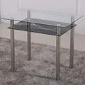 Produktbild: Esstisch aus Glas 90x60x75cm mit schwarzen Ablage Recheckiger Modern Küchentisch