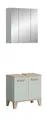 Produktbild: xonox.home – 2 TLG. Badkombination Star 60x190x34 cm Hellgrün und Eiche hell Nachbildung – Ideal für Gäste-WC oder kleine Bäder – Kompakte Lösung im modernen Skandi-Look – Praktisch und Dekorativ