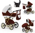 Produktbild: Klassischer Kinderwagen Sorento Gold 5 in 1 inkl. Sportsitz, Autositz und Iso Base in 19 Farben