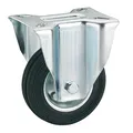 Produktbild: Dörner + Helmer Vollgummi-Bockrolle, 100mm x 30mm, 70kg Tragkraft, 100mm x 85mm Platte, Stahlblechfelge, ohne Bremse