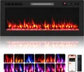 Produktbild: COSTWAY 42'' Elektrischer Kamin 750W/1500W, Einbaukamin Wandkamin Elektrokamin mit APP WLAN-fähig, Fernbedienung, 12 Flammen-farben & 5 Helligkeiten
