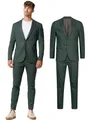 Produktbild: JEFF Herren JFLuke Set Anzug 2-teilig Sakko Hose Bundle | elastischer Herrenanzug Regular Fit für Männer Green Herringbone, 52